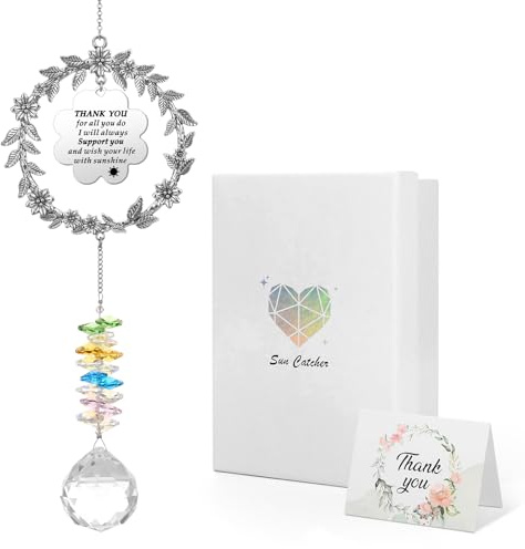 Dankeschön Geschenke für Frauen Männer, Sonnenfänger Geschenk mit eingravierter dankbarer Nachricht, hängende Kristall Sonnenfänger Ornament für Fenster Regenbogen Maker，für Freund Familie Lehrer