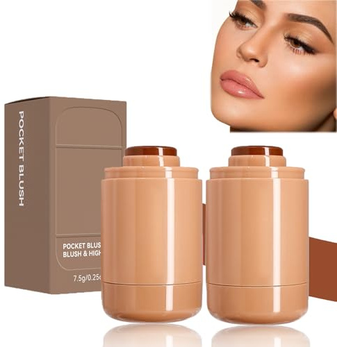 Colorete En Barra De Bolsillo, Crema De Maquillaje Multiusos En Gelatina, Hidratante Transparente Para Cara, Mejillas, Labios Y Ojos (06, 2 Piezas)