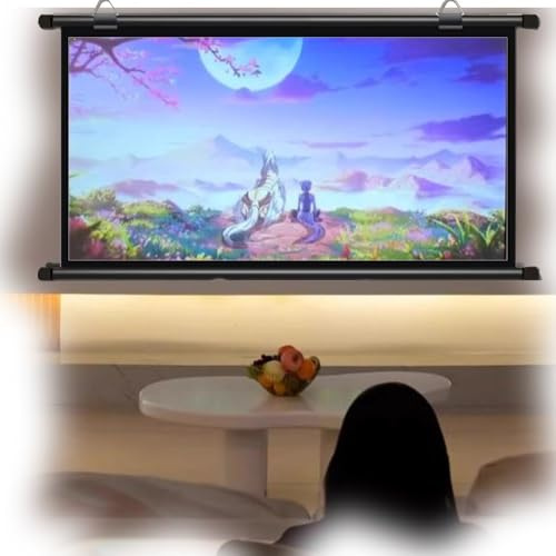 ZYXQQJ Beamer Leinwand 30-60 Zoll Tragbar Projektion Rollo Format 4:3 16:9 Für Heimkino Und Präsentation (16:9, 40 Inch)