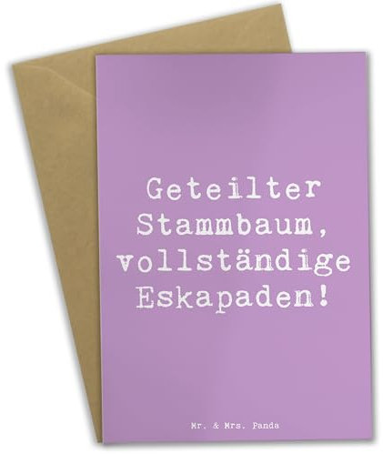 Mr. & Mrs. Panda Klappkarte Spruch Halbbruder Eskapaden - Geschenk, Verbundenheit, Abenteuer, Familie, Grußkarte, osterkarten, Lächeln, Schabernack, Geschwister, einladungskarten, Beileidskarte, Liebe