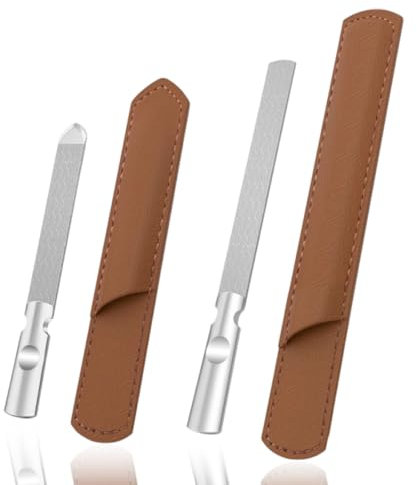 QOWIJEX 2 Piezas Limas de Uñas Profesionales de Acero Inoxidable de Doble cara para Mujeres y Hombres, Reutilizables y Resistentes, Perfectos para Usar en Casa, en Salones de Belleza o en Viajes