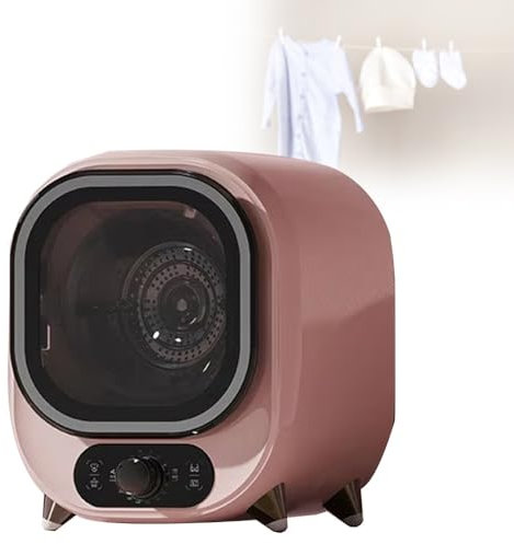 ELIKBH Mini Sèche Linge, Sèche-Linge Électrique, Sèche-Linge Portable Mini essoreuse, 5 Modes de séchage, Charge de 0,8 kg, Sécheur Tambour en Acier Inoxydable, Sèche-Linge Ventilé(Pink)