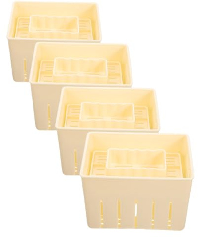 Zerodeko 4 Stück Selbstgemacht Tofupresse aus Kunststoff Schnell Wasser Ablassen Leicht zu Reinigen für Hausgemachte Käse und Tofuherstellung in Küche