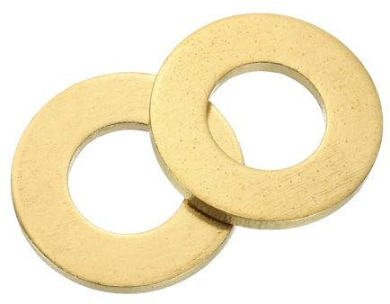 QUARKZMAN Rondelles Metal M14, 4 Pièces 14mm ID x 28mm OD x 2.5mm Hauteur Rondelles Plates en Laiton, Bagues de Montage pour Vis, Boulons, Écrous, Accessoires, Charnières de Porte
