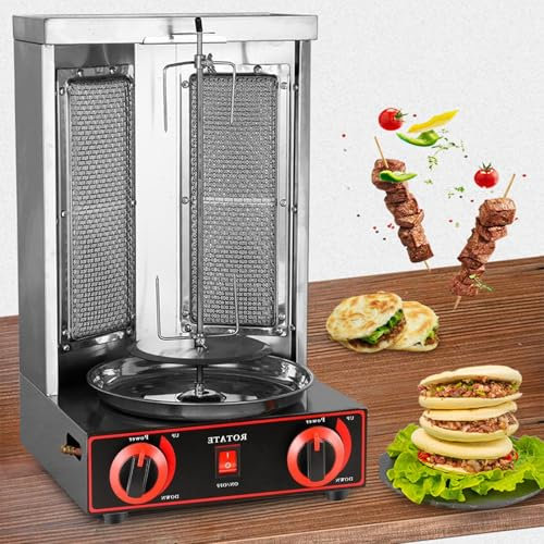 Asador Vertical de Acero Inoxidable con Bandeja recolectora de Aceite, máquina para Kebab y döner, con rotación de 360°.
