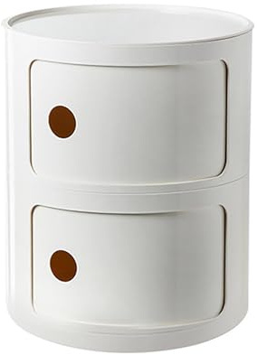 Table de chevet ronde avec tiroirs, petite table de chevet avec rangement, meuble de rangement rond avec porte coulissante, table d'appoint moderne, commode de chevet en plastique pour salon, chambre