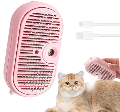 Yesimola Bürste für Hunde und Katzen, mit Dampf, wiederaufladbar, für lange Haare, Katzen und Hunde und Haustiere, entfernt lose und lose Haare mit einem Knopf