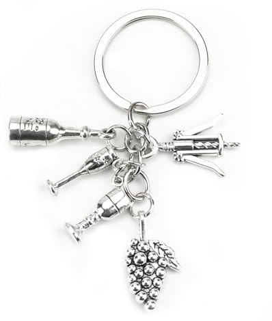 Porte-clés Vin Rouge Ouvre-Bouteille et Verre à Pied, Idée Cadeau Femme Amusant pour Anniversaire, Porte-Clef Personnalisé pour Femme, Ami, Collègue, Porte-Bonheur et Charm Voiture