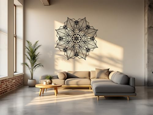 Kajaro Mandala Wandbild Holz 2-teilig, 800x800 mm, selbstklebend | Gratis: zweites kleineres Bild. Selbstklebende Holz-Wanddeko in Metalloptik, einfache Montage ohne Bohren.