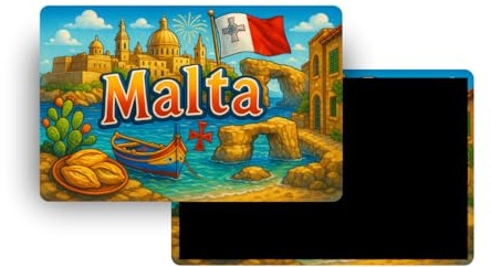 Magneti Frigo – 120 Paesi a scelta – Memorie turistiche Paesi del Mondo – Magneti Decorativi Frigorifero – Regalo Viaggio – Stile Tradizionale – 5,4 x 7,8 cm – 1 Unità (Malta 3)