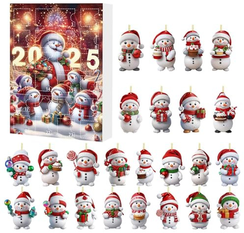 Calendario 'Avvento di Natale | Decorazioni natalizie in acrilico 2D | Ciondolo decorativo a tema pupazzo di neve per adolescenti donne uomini adulti