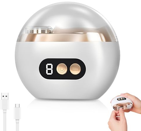 Weciau Coupe Ongle Electrique, 2 en 1 Coupe Ongles Electrique avec Lumière LED, 3 Vitesses Limes Ongles Electrique, Lime Ongle Electrique pour Enfants, Seniors Et Adultes (Blanc)