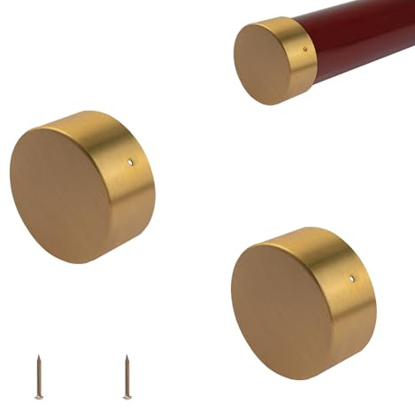 UFURMATE 2Pcs Handrail End Caps, Staircase Steps Round Hand Rail Cover Brass Pipe Plugs Durable Hand Railing Fittings for 47mm/1.85in