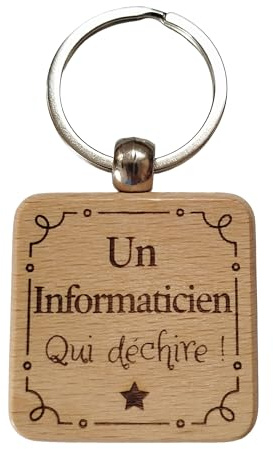 Porte-Clés en Bois Gravé Personnalisé - Idée Cadeau Collègue Unique - Porte Clef Original Personnalisé Idéal pour Noël, Cadeau Anniversaire