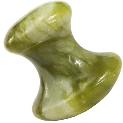 SOIMISS Masajeador Facial de Jade Verde Forma de Hongo, Bordes Suaves y Masaje de Belleza en Rostro y Cuerpo