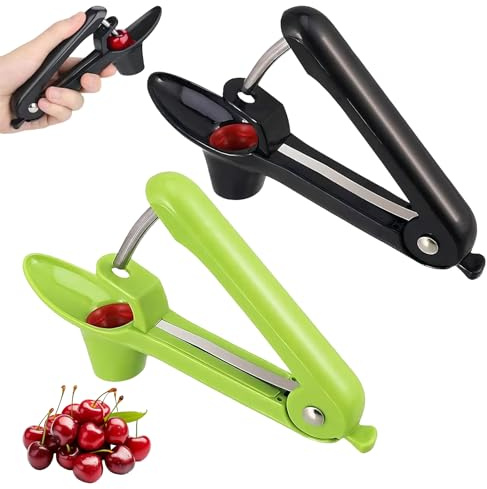 Zweiteiliges Kirschentkerner-Set, Kirschentkerner, Werkzeug Zum Schnellen Entkernen, Geeignet Für Kleine Früchte Und Beeren (Grün, Schwarz)