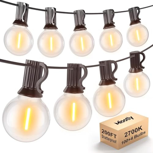Miootly Guirnalda Luces Exterior 60M con 100+4 G40 Bombillas Impermeable