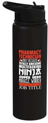 Pharmacy Technician Multitasking Ninja Hero Tech Pharmacist Stainless Steel Insulated Water Bottle