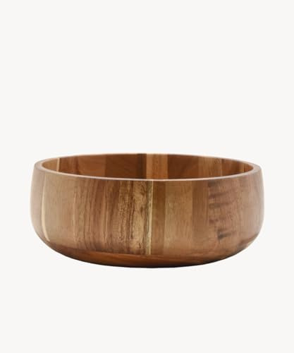 Zoha Holzschale Flat Bowl aus Akazienholz rund Ø22 cm, handgeölt, feine Maserung, pflegeleicht, stabil, zeitlos, für Servieren & als Salatschüssel, Anrichten, Dekoration, Esstisch, Küche
