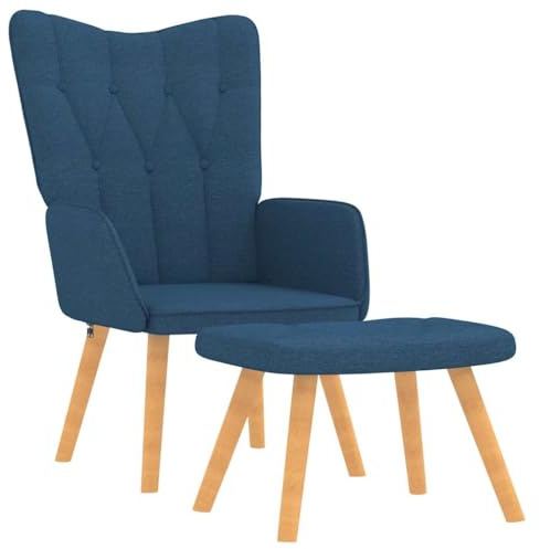 Roanoer Poltrona relax con sgabello, moderna, imbottita con rivestimento in tessuto, comoda poltrona per TV con gambe in legno e telaio in acciaio, per soggiorno e camera da letto, 61,5 x 69 x 95,5 cm