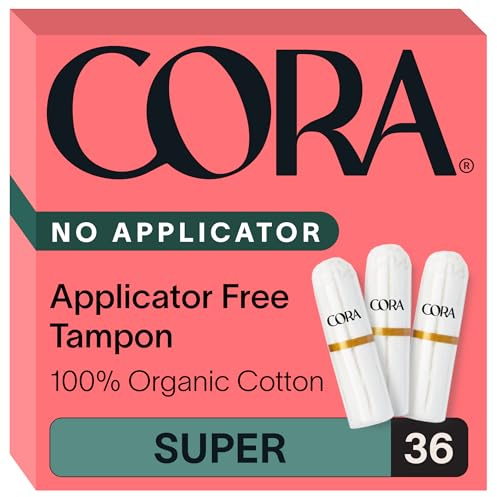 Cora Organic Cotton Non-Applicator Tampons (36 Super Non-Applicator Tampons)