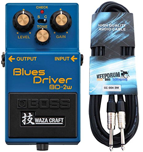 Boss BD-2W Blues Driver Waza Craft + Keepdrum Guitar Cable 3 m