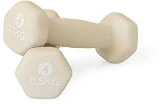 AFH Webshop Gymnastikhanteln | Hanteln | NEOPREN | Kurzhanteln | Paar | 2 x 0,50 kg | beige