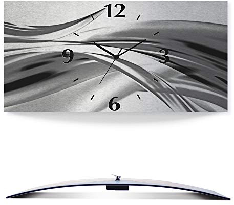 ARTLAND Wanddeko Wanduhr ohne Tickgeräusche Alu Quarzuhr 60x30 cm Eckig Lautlos 3D Design Welle Abstrakt Modern Kreativ Ausgefallen S7KX