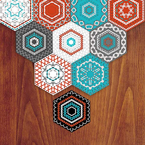 Piastrelle adesive in vinile per pavimenti e pareti per la decorazione della casa, esagonali, per soggiorno, cucina, bagno, piastrelle adesive, 20 x 23 cm, set da 10 pezzi