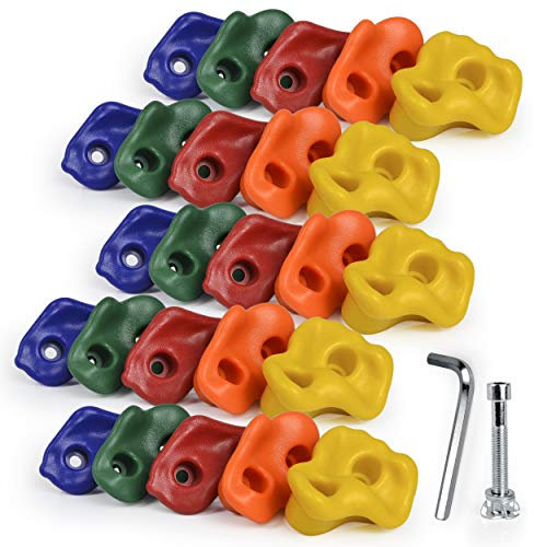 SSBRIGHT Sets of 25 Multi-Colored Kids&Adults Large Rock Climbing Holds Climbing Rocks for Outdoor Indoor Home Playground DIY Climbing Wall Grip Kits Holds up to 440lbs with Secure Mounting Hardware