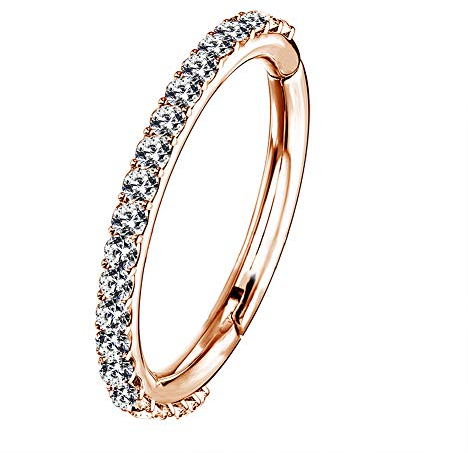 OUFER 16G Rostfreier Stahl Knorpel Ohrringe Fünf Petal Clear CZ Blume Tragus Helix Earrings Knorpel Ohrstecker rose gold 6mm