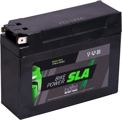 intAct - AGM MOTORRADBATTERIE | Batterie für Roller, Motorrad und Quad. Wartungsfreier & auslaufsicherer Akku | SLA12-4B-5, CT4-B5, 12V Batterie, 2,3 AH (c20), 50 A (EN) | Maße: 114x39x86mm