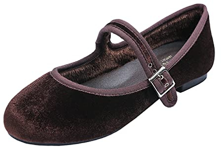 Feversole Women's Soft Cushion Extra Padded Mary Jane Scarpe Basse Classiche da Donna Décolleté Eleganti Mary Jane con Fibbia Morbida Scarpe da Ballo per Balletto per Donna Velvet Marrone 37 EU