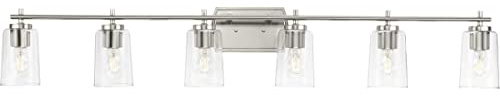 Progress Lighting Adley Collection 6-Light Clear Glass New Traditional Bath Vanity Light, Brushed Nickel, 48-1/2 in.