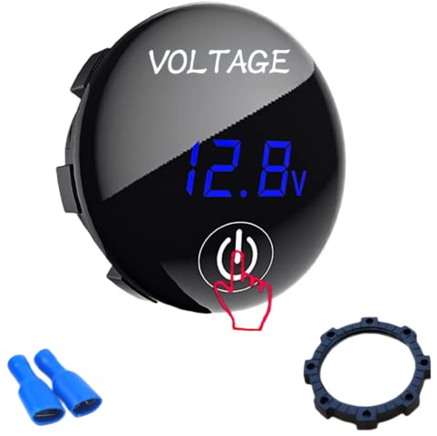 Intckwan Voltmetro digitale a LED, 12 V, 24 V, impermeabile, per auto, barca, veicoli marini, moto, camion, camper, ATV, con luce blu, schermo digitale touch
