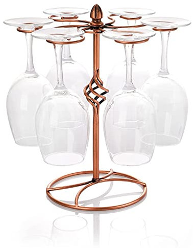 Weinglashalter aus Metall, elegant, freistehend, für die Arbeitsplatte, Ständer, Weinglasregal mit 6 Haken, Weinkelch, Präsentationsständer für Bar, Lufttrocknen, Küche und Zuhause