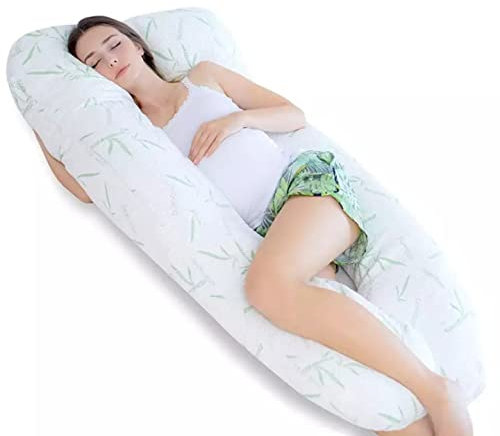Bedding Home 9ft Pregnancy Pillow & Bamboo Cover | Orthopedic Body Pillows for Adults with Cover | Hollow Fiber Side Sleeper Maternity Pillow | 9ft Long Pillows for Sleeping