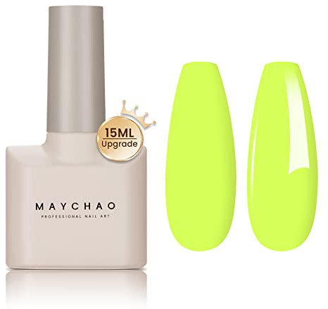 MAYCHAO Gel Nail Polish 15ML Lime Gel Nail Polish, Soak Off UV LED Halloween Lime Nail Varnish Nail Art Starter Manicure Salon DIY at Home, 0.5OZ