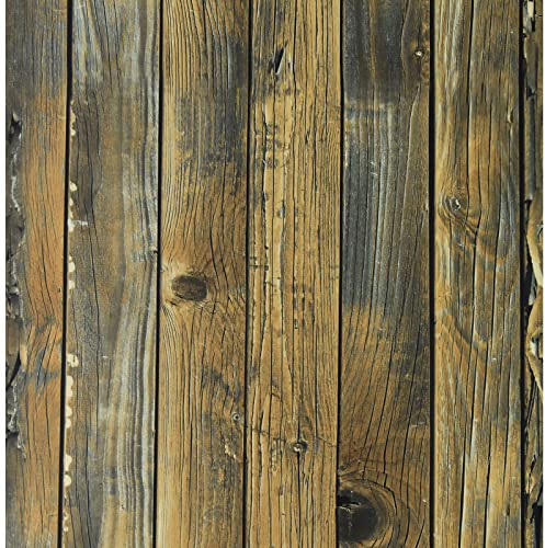 JOLIHOME Papier Peint Jaune Marron et Bleu Sticker Mural Imperméable Effet Planche de Bois Contact de Grain de Bois Auto-Adhésif pour Armoire Cuisine Chambre Salon Bureau Table Mur Porte 44,5x1000cm