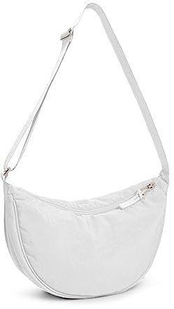 Damen Halbmond Crossbody Schultertasche Crossbody Bag mit Verstellbarer Schultergurt Tasche Weiß Umhängetasche Stylische Crossbody Bag Bauchtasche mit Reißverschluss stylisch brusttasche für Reisen
