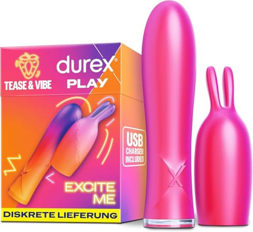 Durex Tease & Vibe 2 in 1 Vibrator mit Teaser-Spitze - Sexspielzeug für Frauen, Männer & Paare - Sex Toy mit Vibration in 7 Stufen - Wasserfest, leise & USB-aufladbar