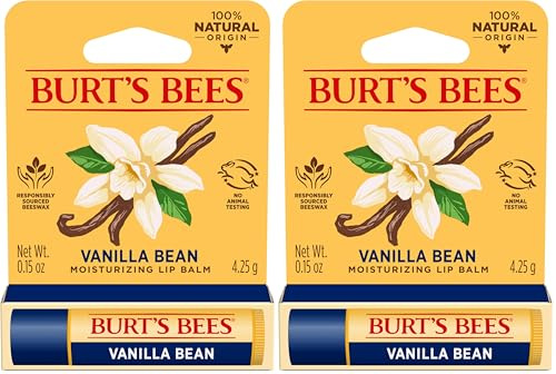 Burt's Bees 100% Natürlicher, feuchtigkeitsspendender Lippenbalsam mit Vanille - 1 Stift (Packung mit 2)
