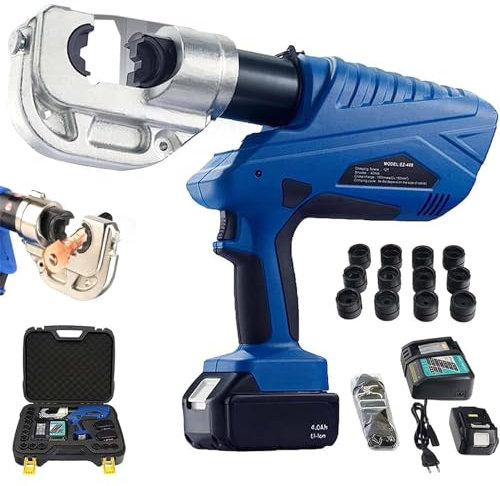 RayGenius Pince Hydraulique éLectrique Ez-300 Rechargeable Pince à Sertir Les Bornes en Cuivre Et en Aluminium Pince à Sertir Les CâBles éLectriques Pince D'éLectricien 18v,DigitaldisplayEZ400