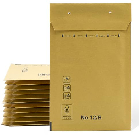 Gepolsterte Briefumschläge, Luftpolsterumschläge aus Kraftpapier mit selbstklebendem Verschluss, Versandtaschen für Kleidung, gepolsterte Umschläge aus Kraftpapier - SIDI (120 x 215 mm, 5 Stück)