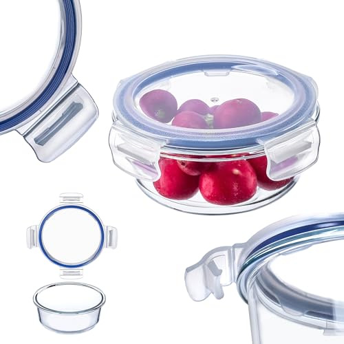 KADAX Boîte en Verre avec Clips de Fermeture pour Conservation Alimentaire, Récipient Transparent avec Couvercle Hermétique (Rond, 400 ml)