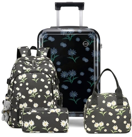 Sea choice Kinderkoffer mit Rucksack Set Handgepäck Leicht Hartschalenkoffer Trolley Jungen Mädchen Reisekoffer mit 4 Rollen, TSA Schloss, 53x34x21cm