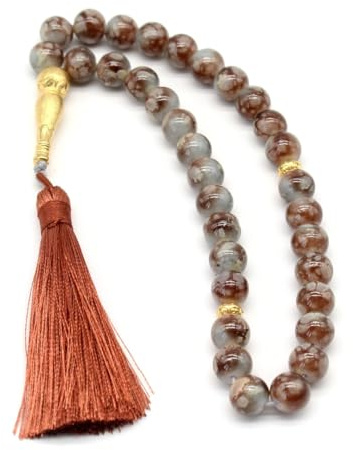 Besot Asbih Islamische Gebetsperlen, Tasbeeh, Sibha, Muslimische Mala, Misbaha, Tesbih, Dhikr-Perlen, Zikr-Perlen, Sorgenperlen, Gebetszähler, arabische Quasten-Armband, 33 StückGlas