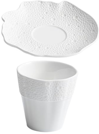TOPBATHY Tazzine Caffè Moderne con Piattino Set in Ceramica Bianca Stile Europeo per Tè Caffè e Ristorante