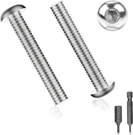 40 tornillos M4 x 35, tornillos de cabeza alomada, tornillos de acero inoxidable, tornillos de cabeza plana, tornillos hexagonales, tornillos de cabeza avellanada con 2 puntas hexagonales H2,5