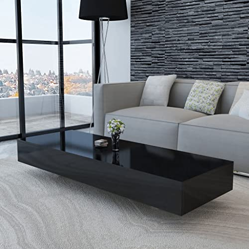 BUKSCYJS Couchtisch kleine Zimmer, Sofatisch, WohnzimmertischCouchtisch Hochglanz SchwarzFür Wohnzimmer, Schlafzimmer, Büro, Eingang, Korridor